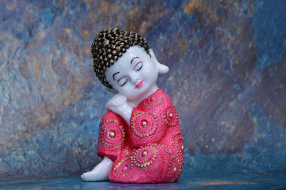 Blissful Baby Buddha in Royal Blue Pink Green| 19cm Resin Figurine