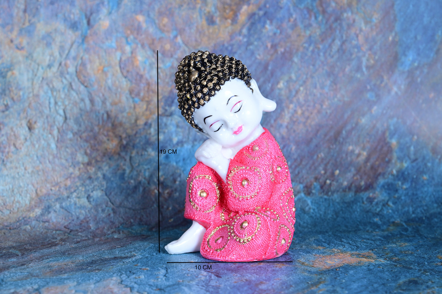 Blissful Baby Buddha in Royal Blue Pink Green| 19cm Resin Figurine