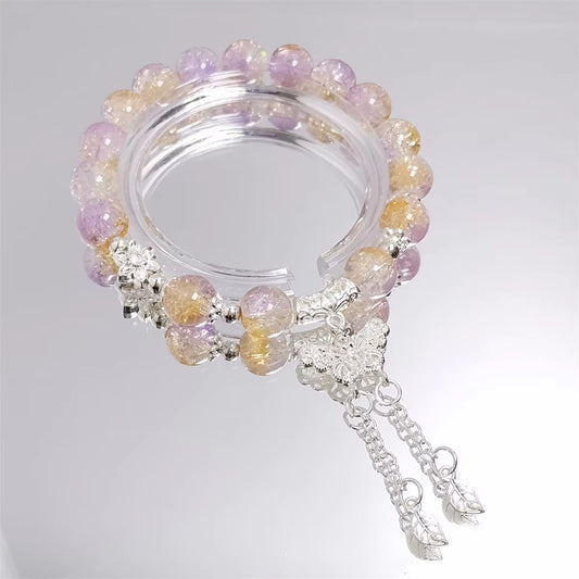 Crystal Beads Bracelet Butterfly Charm Gradient