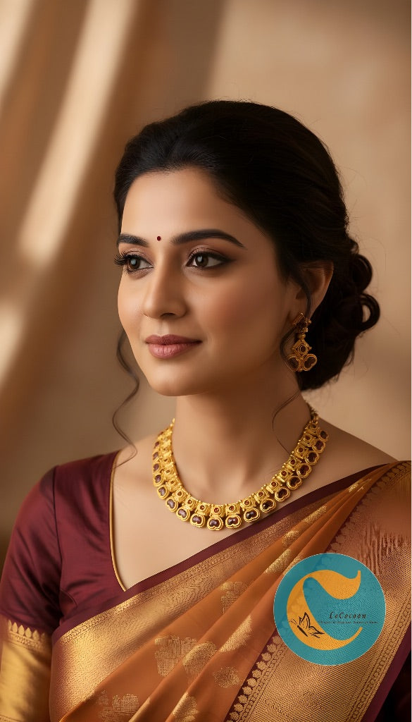 Traditional Kemp Stone Necklace Set with Earrings Ruby Red