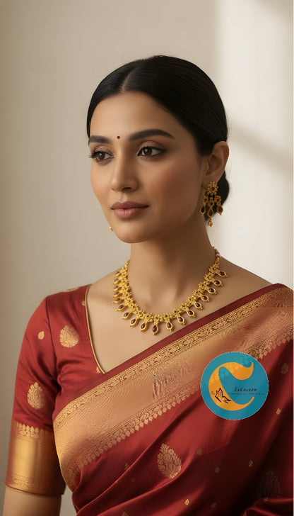 Necklace Set Maroon Stone