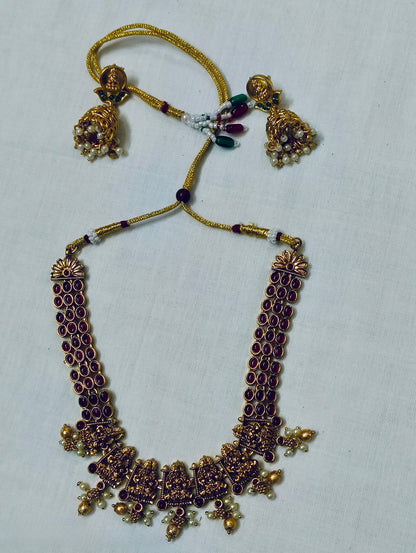 Ruby Kemp Stone Temple Necklace Set