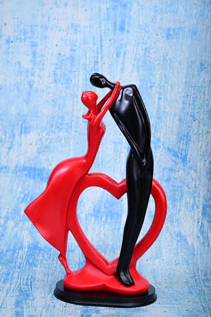Eternal Embrace | 30cm Abstract Couple Figurine in Red & Black