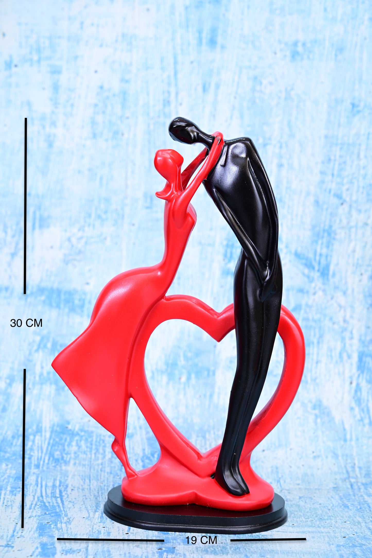 Eternal Embrace | 30cm Abstract Couple Figurine in Red & Black