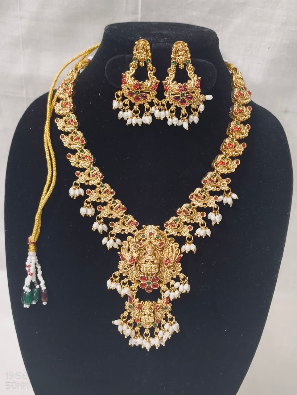 Necklace Set with Lakshmi Pendant & Pearls