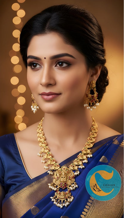 Necklace Set with Lakshmi Pendant & Pearls