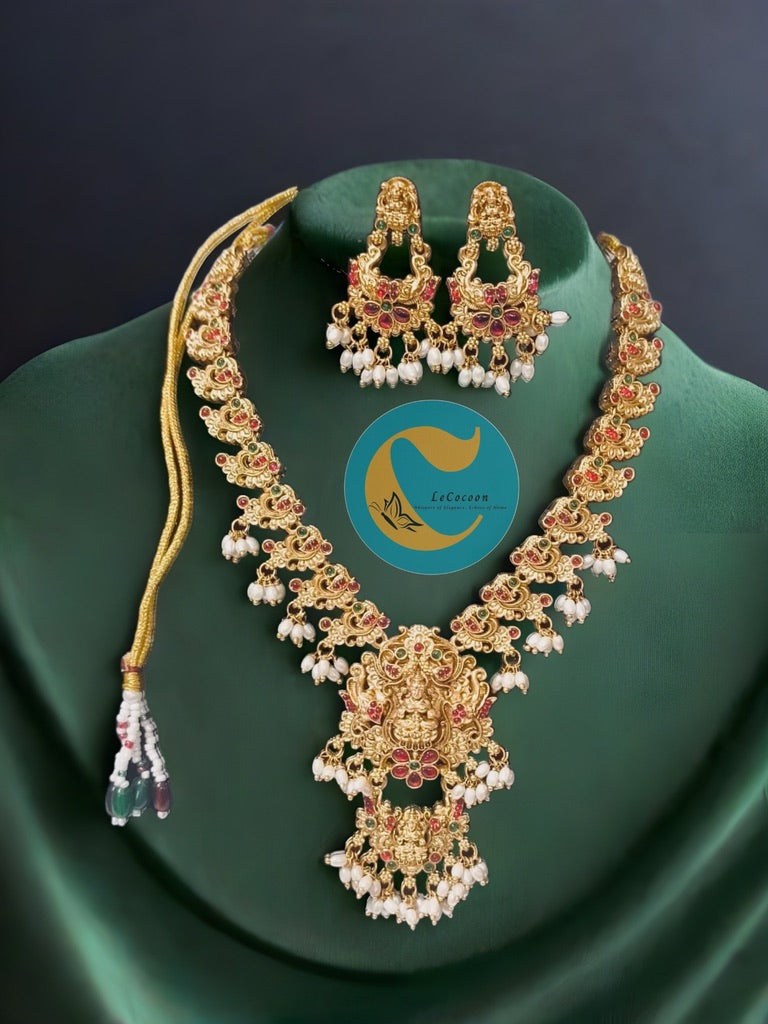 Necklace Set with Lakshmi Pendant & Pearls