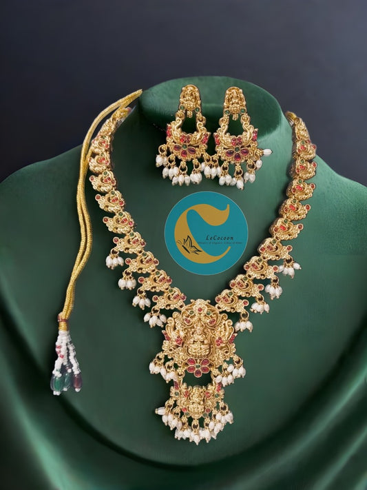 Necklace Set with Lakshmi Pendant & Pearls