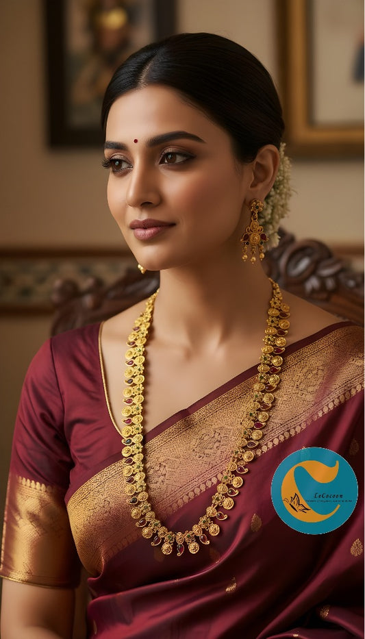 Antique Gold Coin Necklace Set with Kemp Stones.