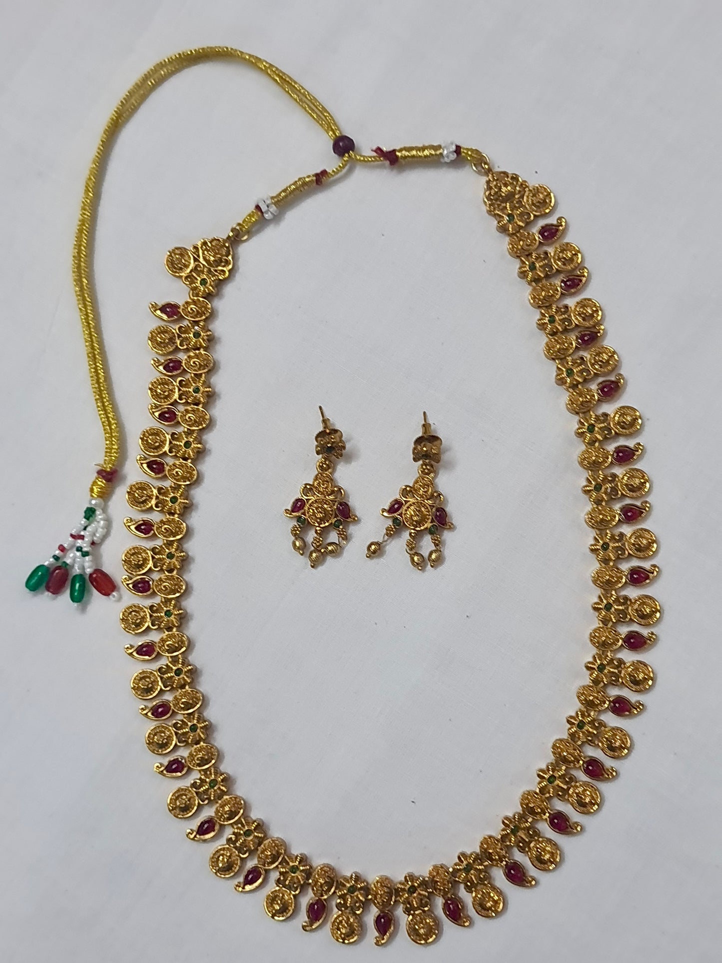 Antique Gold Coin Necklace Set with Kemp Stones.