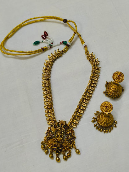 Necklace Set with Lion-Yali Pendant & Jhumkas