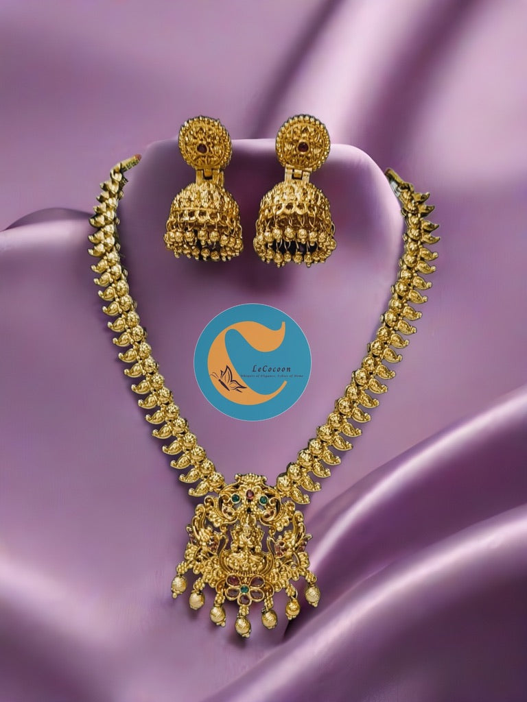 Necklace Set with Lion-Yali Pendant & Jhumkas