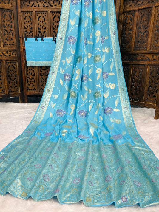 Floral Zari Woven Banarasi Silk Saree