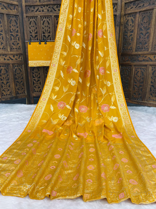 Floral Zari Woven Banarasi Silk Saree