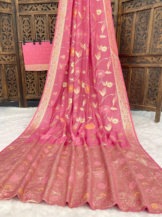 Floral Zari Woven Banarasi Silk Saree