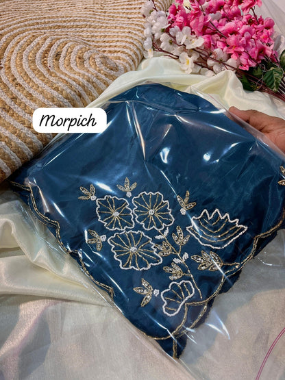 Bloom Handwork Silk Saree with Designer Blouse