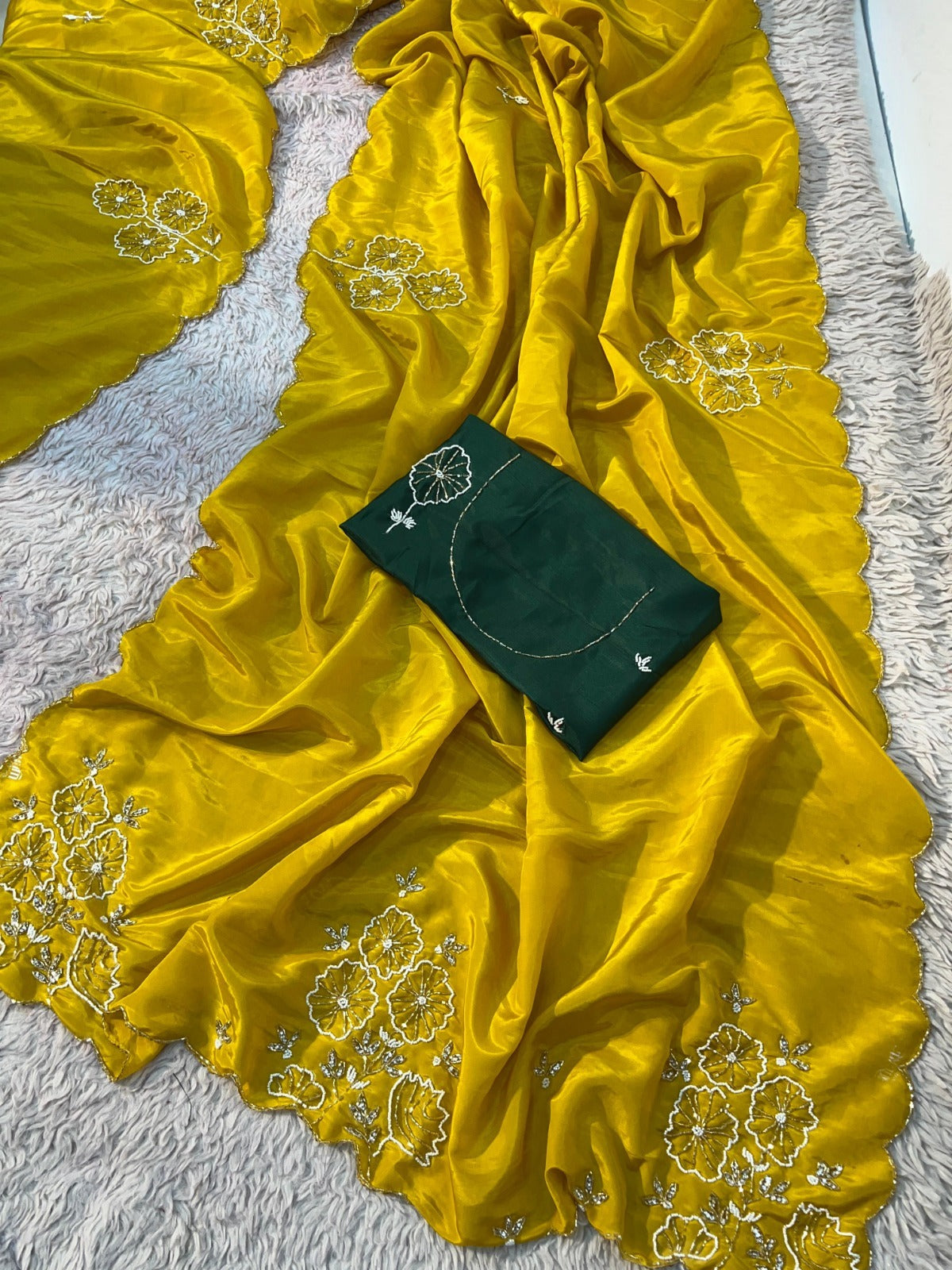 Bloom Handwork Silk Saree with Designer Blouse