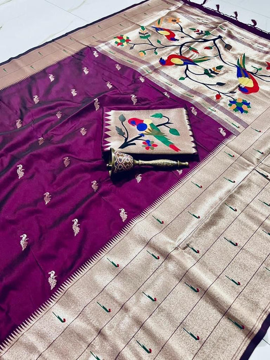 Pure Soft Kanchivaram Paithani Silk Saree