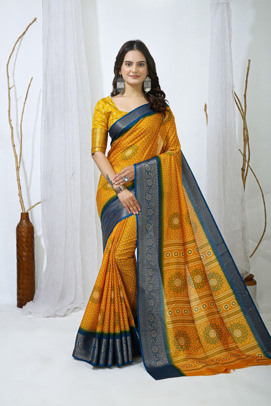 Bandhej Silk Saree