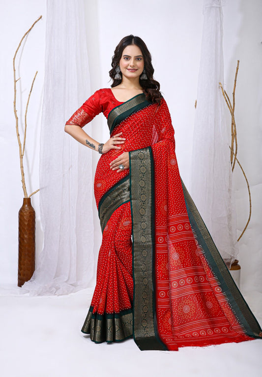 Bandhej Silk Saree
