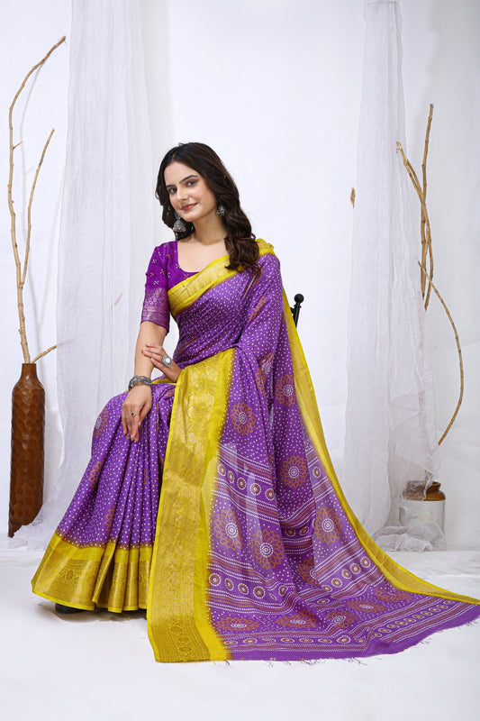 Bandhej Silk Saree