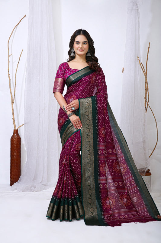 Bandhej Silk Saree