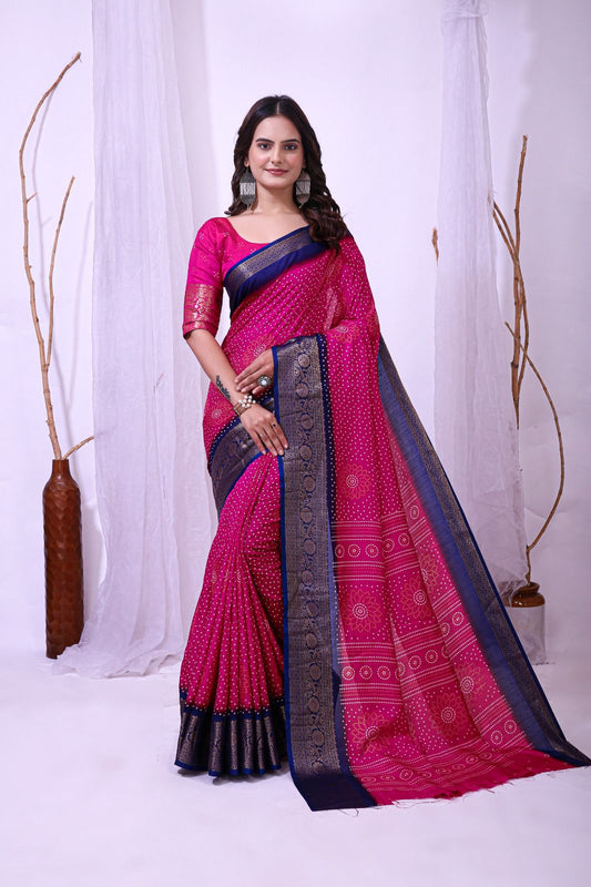Bandhej Silk Saree