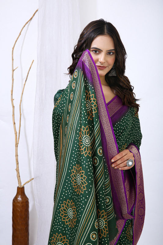 Bandhej Silk Saree