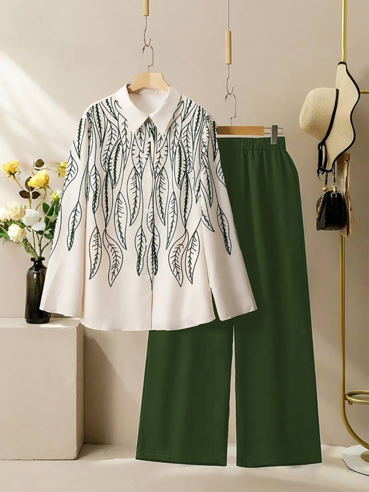 Leaf Co-Ord Set (Tunic Shirt and Palazzo)