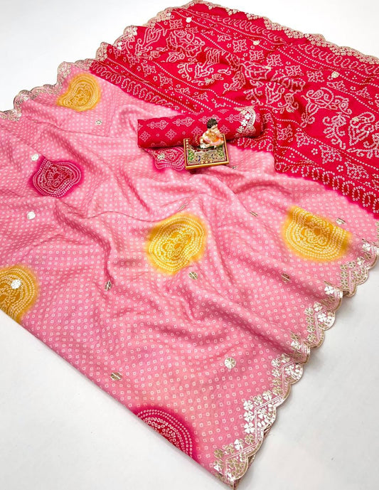 Bandhani Whisper Saree
