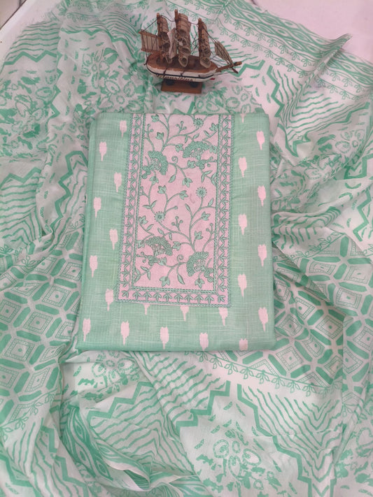 Pure Cotton Printed Unstitched Suit Set with Dupatta