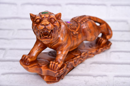 Guardian Tiger | 36cm Faux Wood Resin Sculpture of Power & Protection