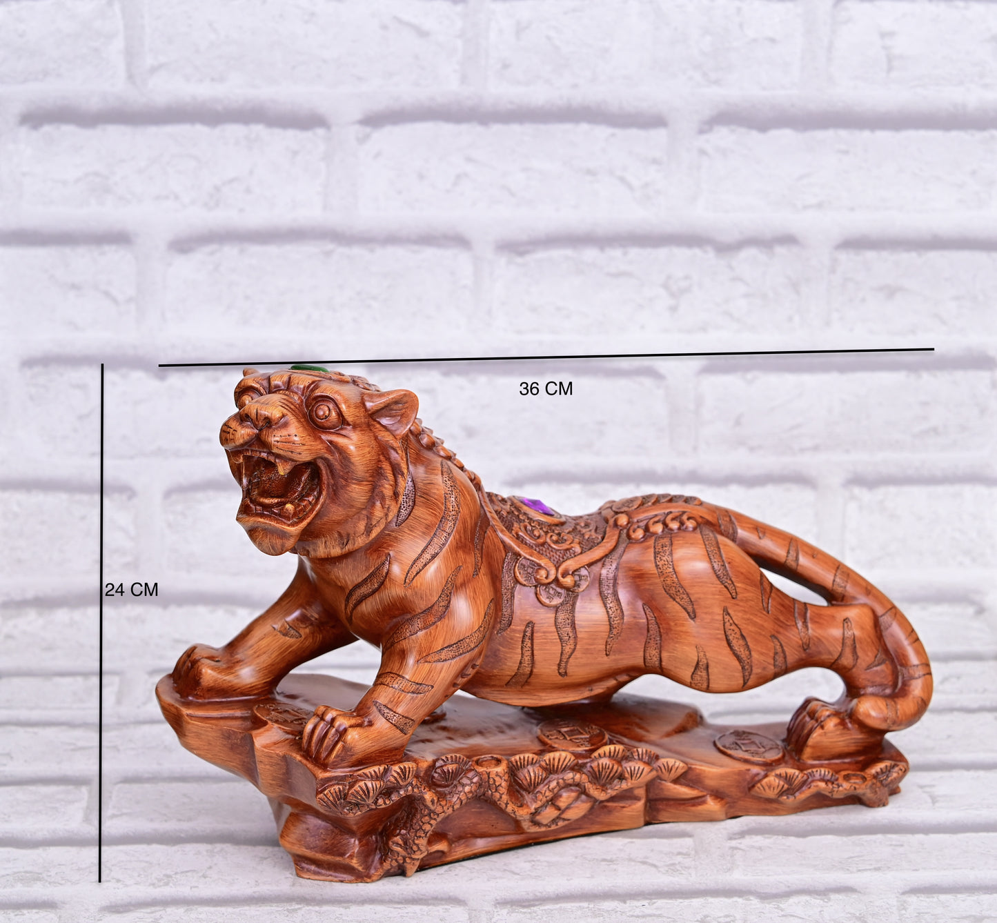 Guardian Tiger | 36cm Faux Wood Resin Sculpture of Power & Protection