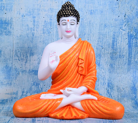 Shanti – Meditating Buddha in Orange (37 cm)