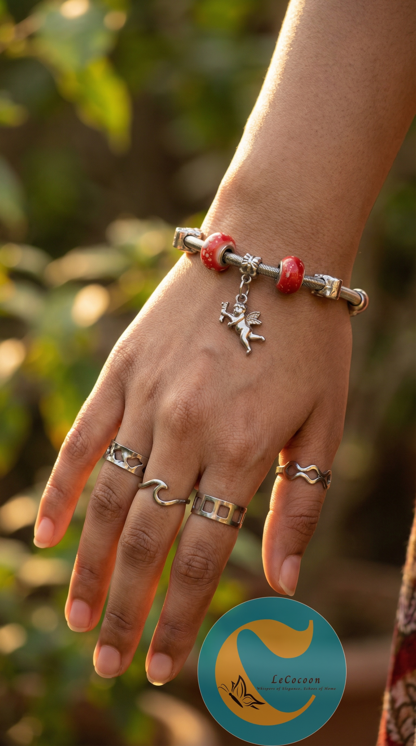 Silver-Tone Bracelet & Adjustable Ring Set