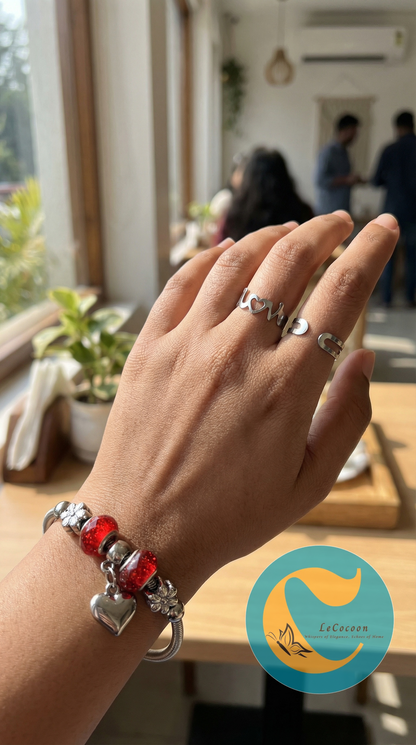 Silver-Tone Bracelet & Adjustable Ring Set