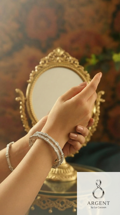 Aurora Grid 925 Silver Contemporary Bangles